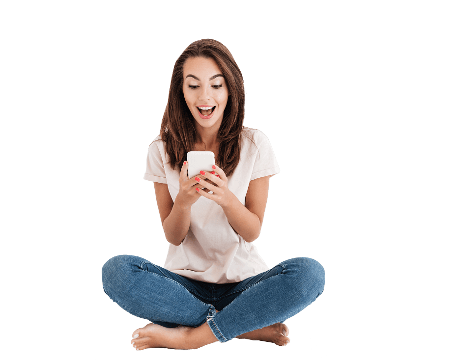 Moça segurando um celular, imagem ilustrativa da seção topo do NãoMePerturbe